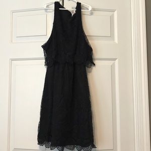 BONGO sleeveless black dress with lace overlay